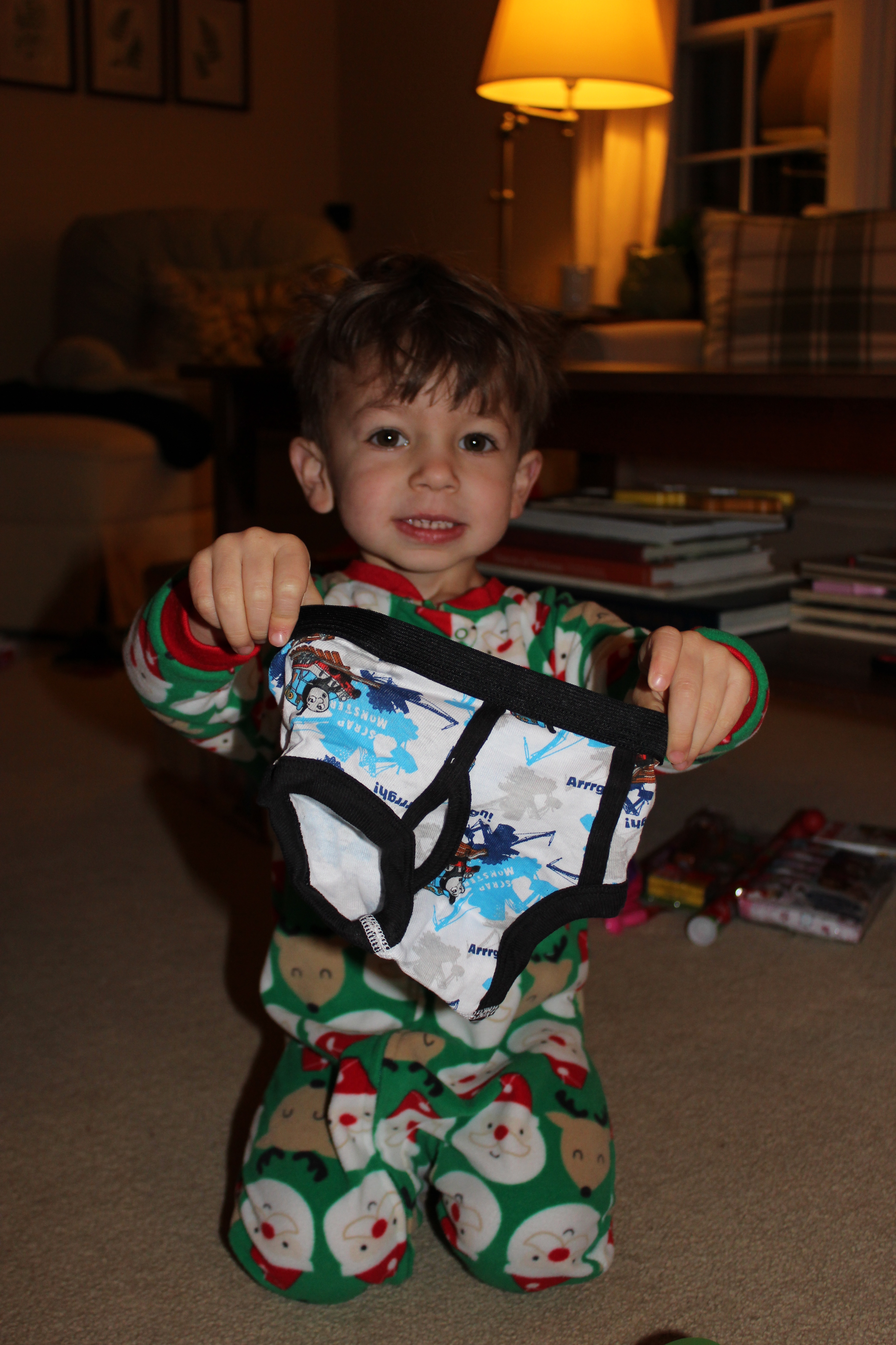 Moving from diapers to big boy underwear is still very much a work in progr...